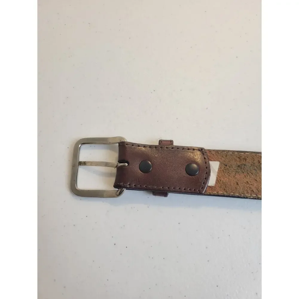 Nocona Brown Embossed Braided Zipped Pocket Inside Classic Belt Men's Size 38-40